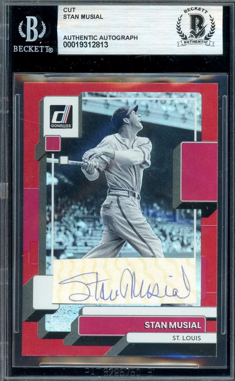 Stan Musial Beckett BAS Signed 2022 Panini Cut Autograph