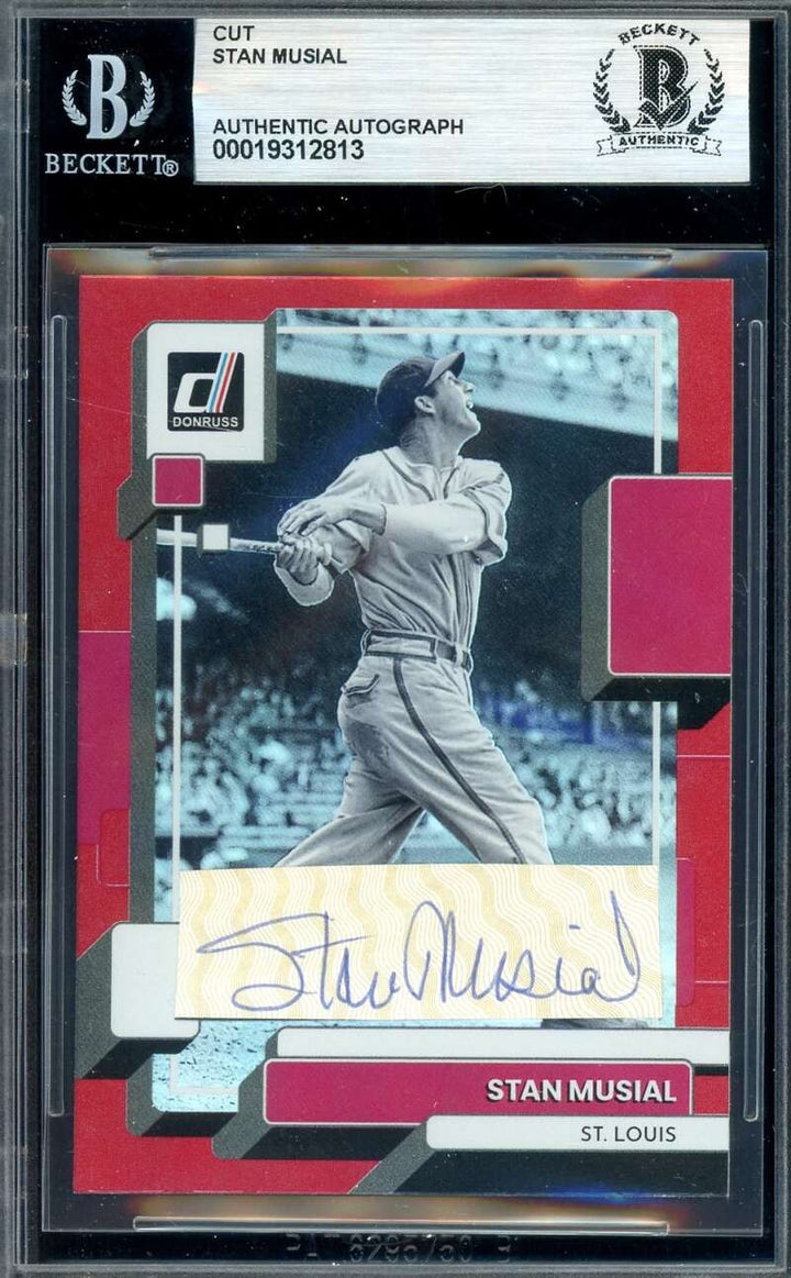Stan Musial Beckett BAS Signed 2022 Panini Cut Autograph