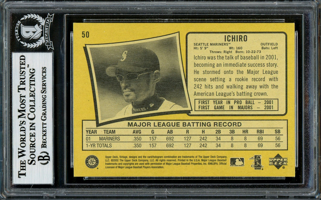 Ichiro Suzuki Signed 2002 Upper Deck Vintage Card 50 Seattle Mariners Beckett