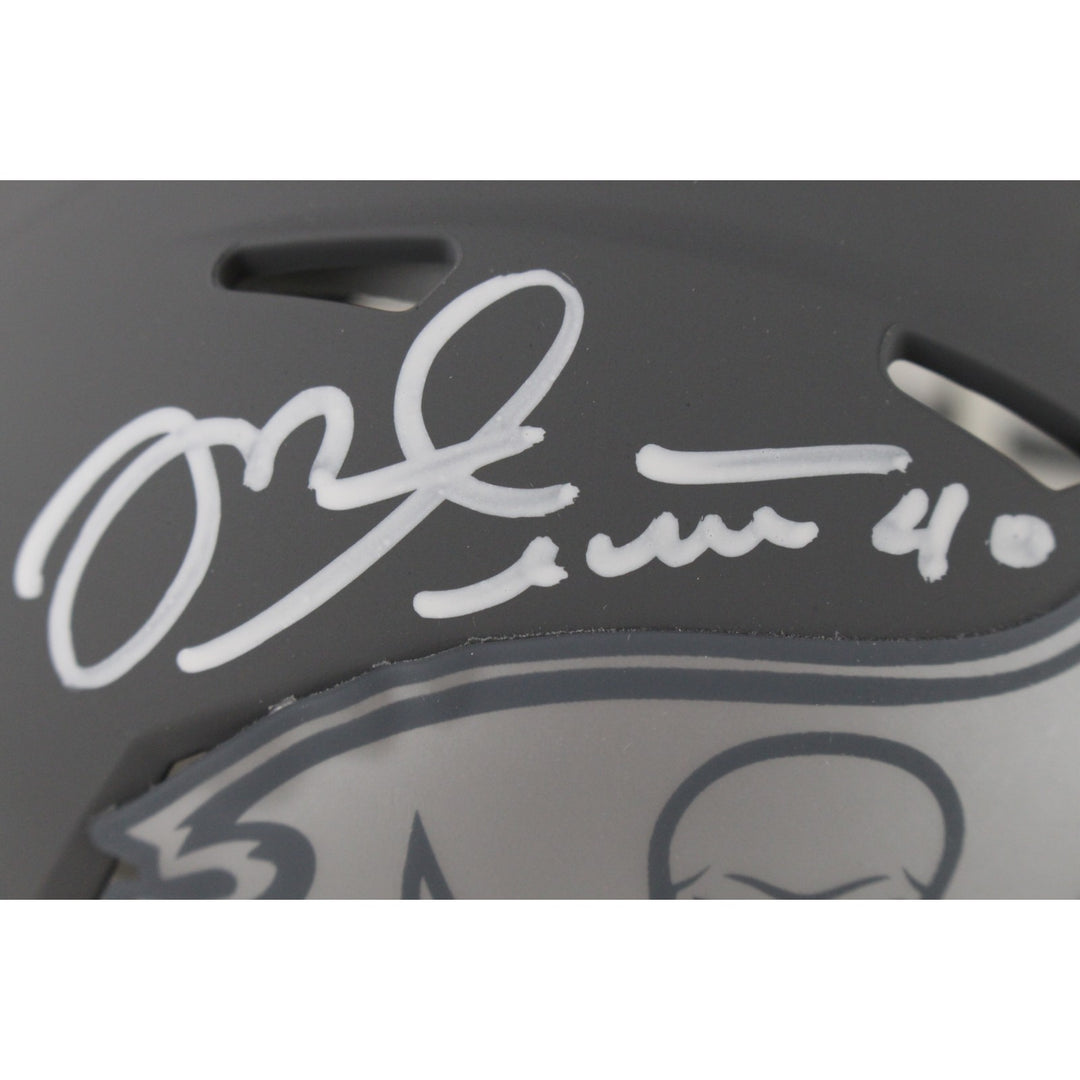 Mike Alstott Autographed Tampa Bay Buccaneers Slate Mini Helmet Beckett 50212