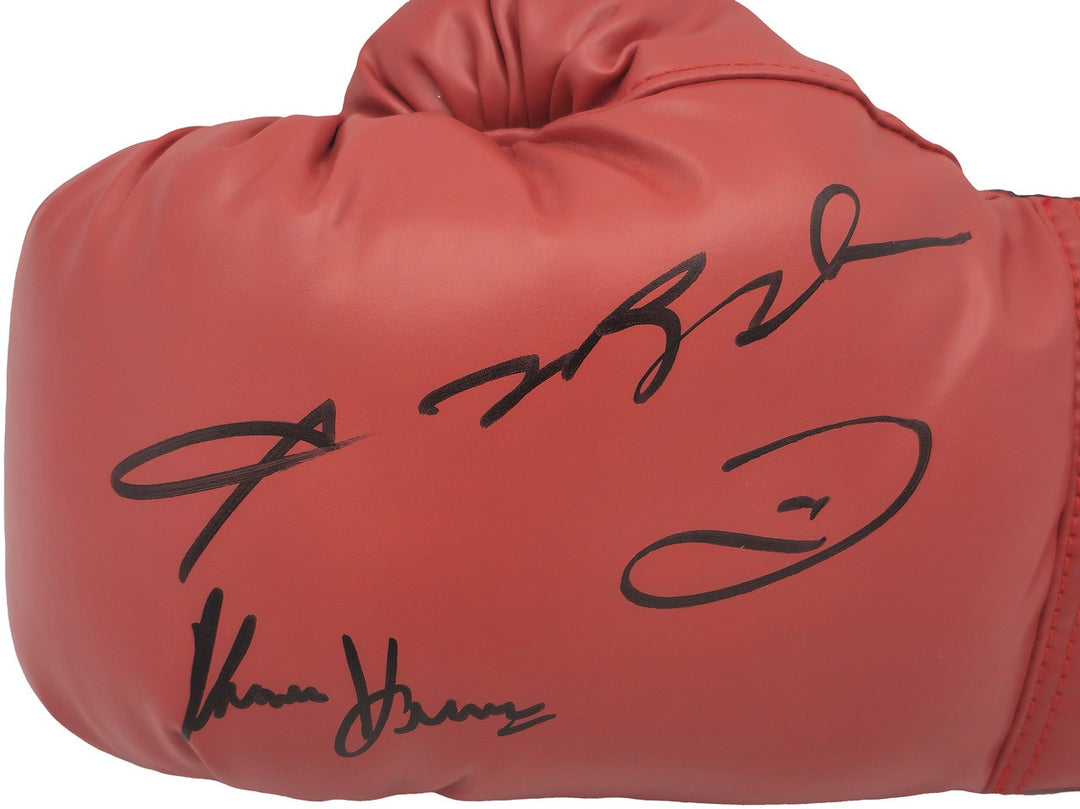 Sugar Ray Leonard & Thomas "Hitman" Hearns Signed Red Everlast Glove LH JSA