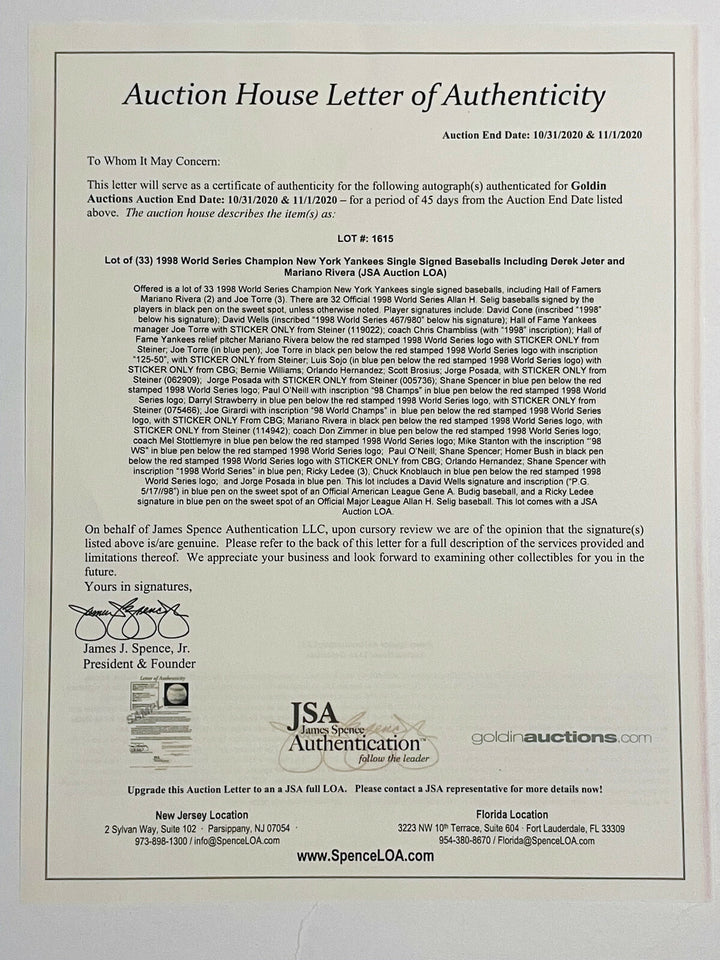 DARRYL STRAWBERRY SIGNED 1998 WORLD SERIES LOGO NY YANKEES BASEBALL AUTO w/ JSA