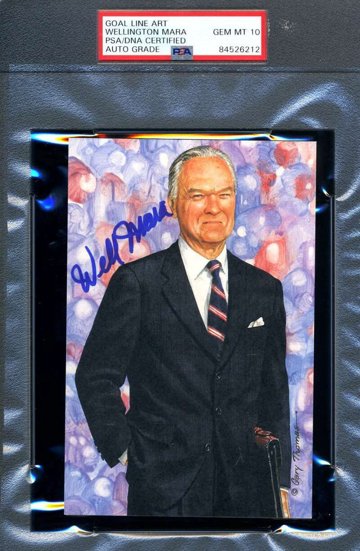 Wellington Mara Gem Mint 10 PSA DNA Slabbed Signed Goal Line Art Card Autograph