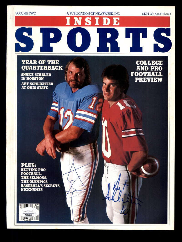 Ken Stabler Art Schlichter JSA Autograph Vintage Signed 1980 Inside Sports Cover