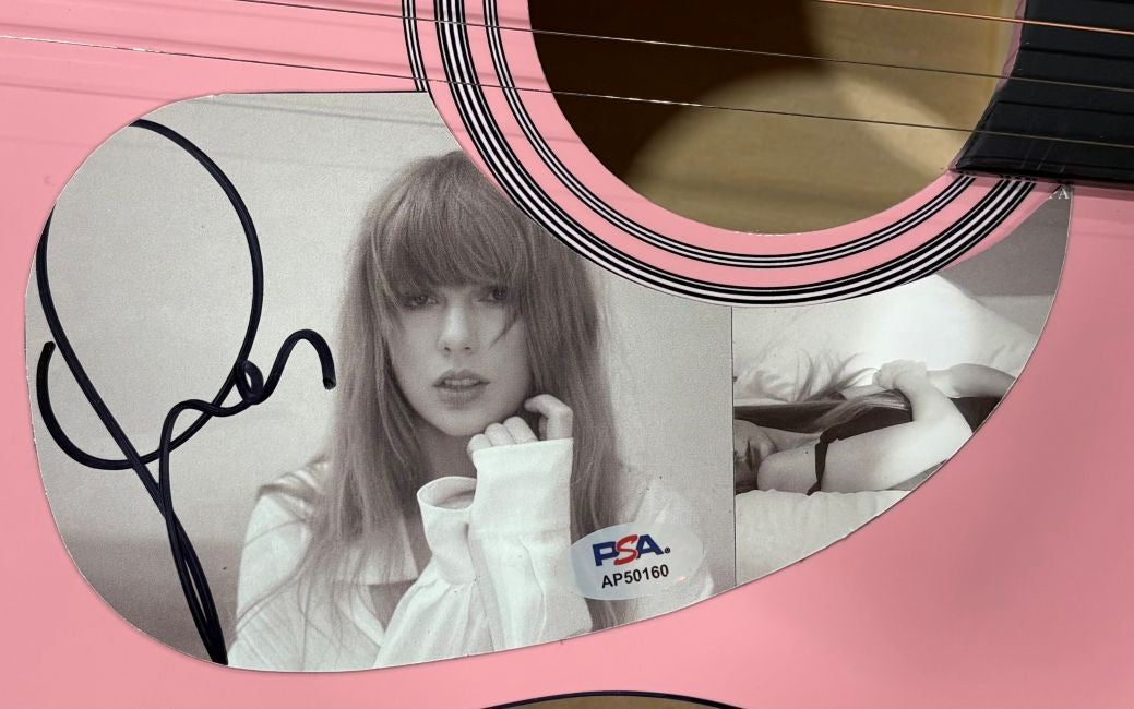 Taylor Swift Signed 38" Totured Poets Department Pink Acoustic Guitar 3 PSA Holo