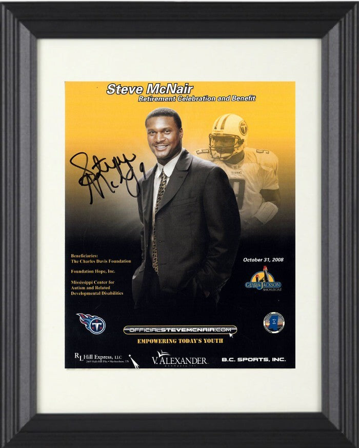 Steve McNair signed 2008 Retirement Celebration Benefit /Titans 8x10 Photo- BAS