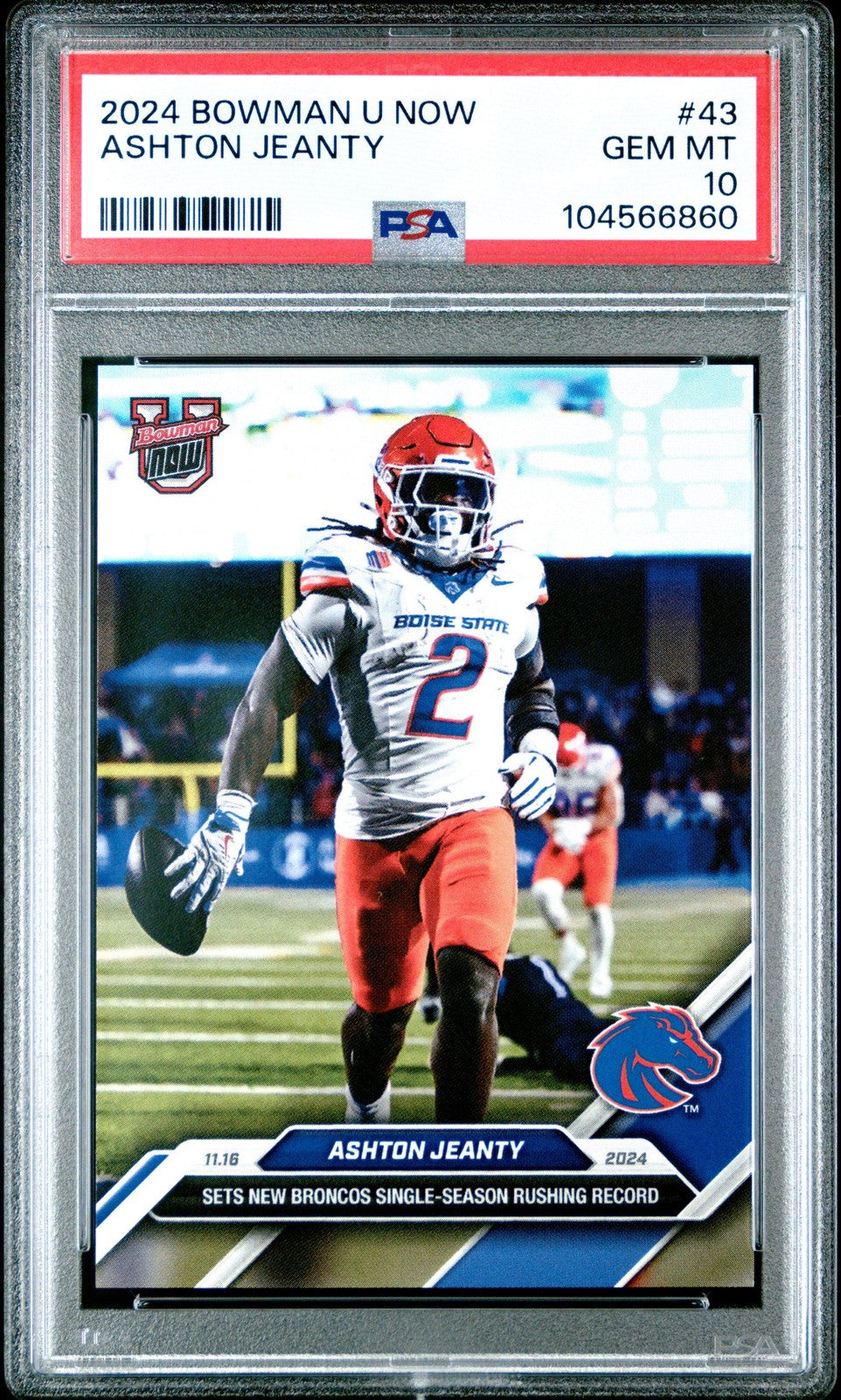 Graded 2024 Topps Bowman U Now Ashton Jeanty #43 Rookie RC Card PSA 10