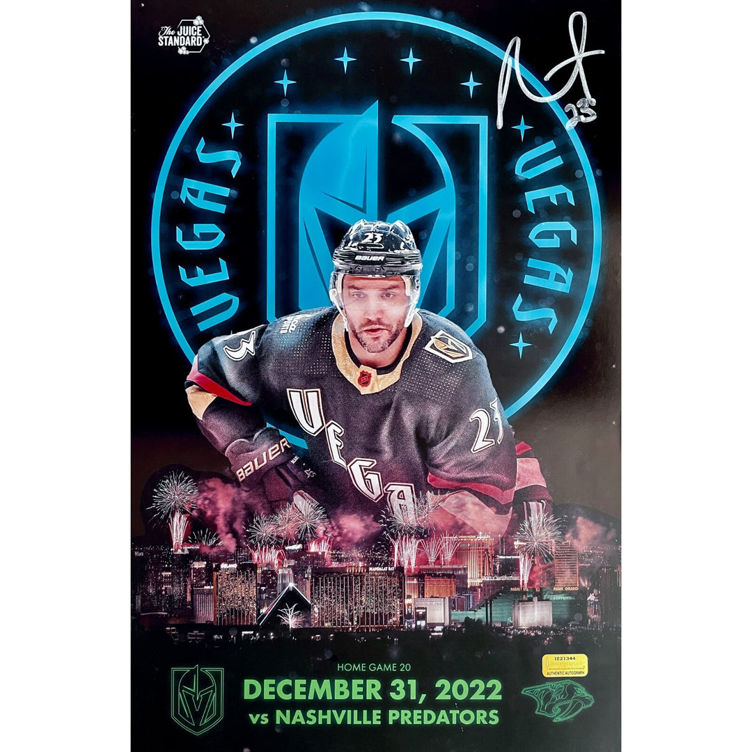 Alec Martinez Vegas Golden Knights 12/31/22 Glow Signed 11x17 Gameday Photo COA
