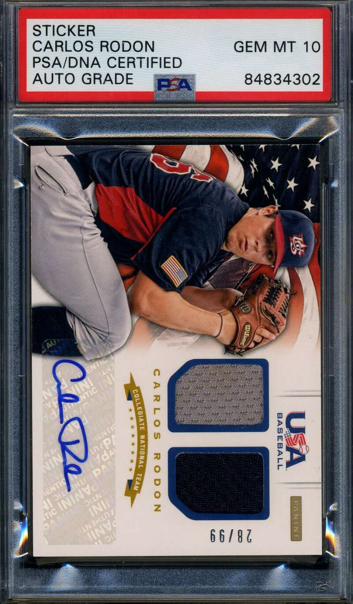 Carlos Rodon Gem Mint 10 PSA DNA Signed 2012 Panini USA /99 Rookie Autograph