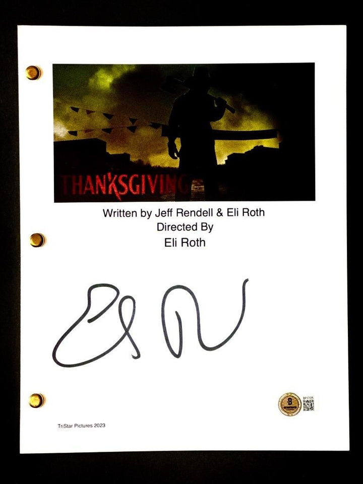 Director Eli Roth signed Thanksgiving script autograph (E) ~ Beckett BAS