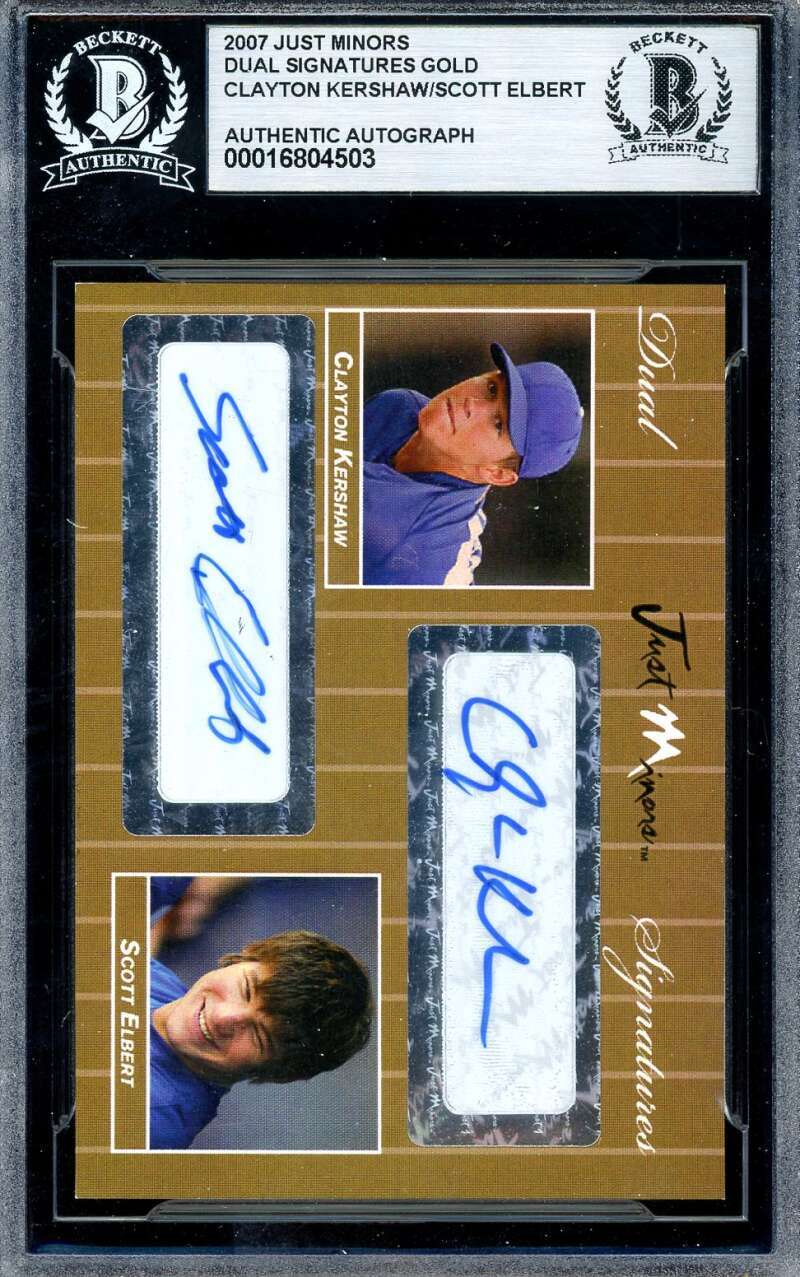 Clayton Kershaw Scott Elbert Beckett BAS Signed 2007 Just Minors Gold /10 Rookie