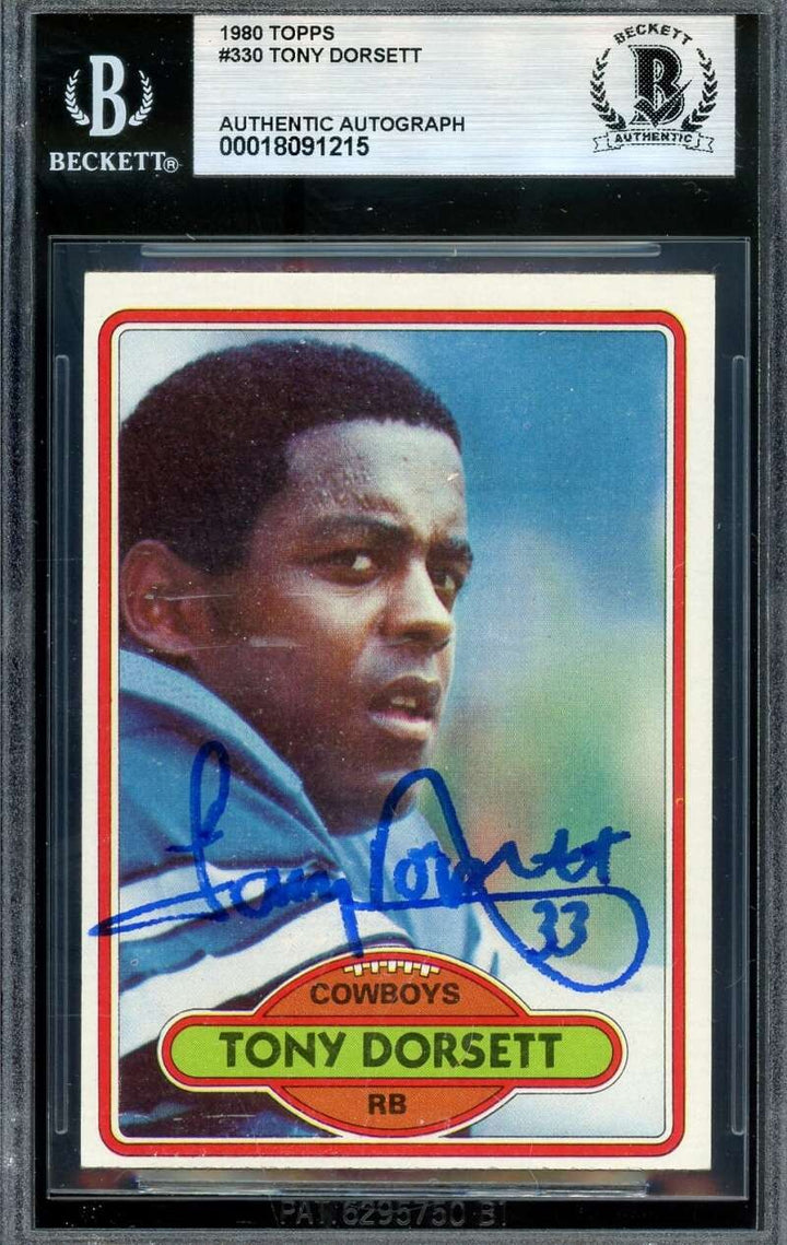 Tony Dorsett Beckett BAS Signed 1980 Topps Autograph