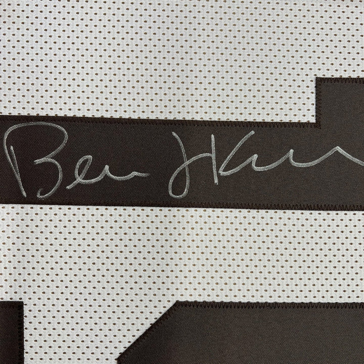 Framed Autographed/Signed Bernie Kosar 35x39 Cleveland White Jersey JSA COA