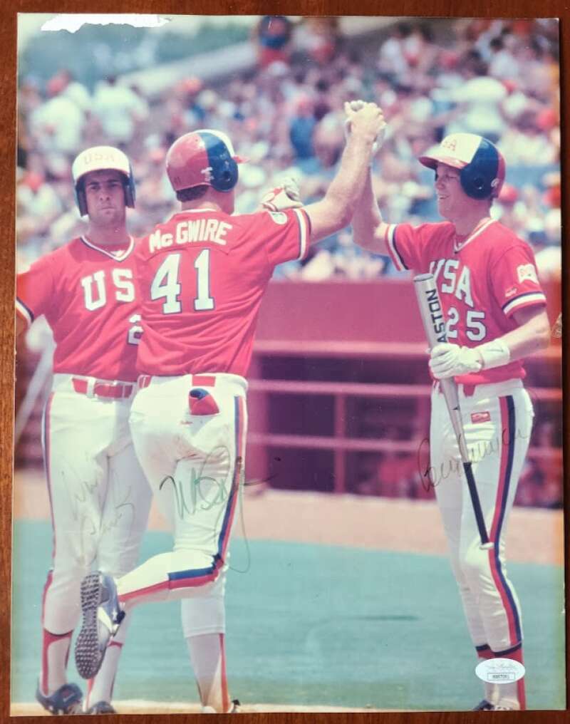Mark McGwire Will Clark Corey Snyder JSA Signed 11x14 Olympics Photo Autograph
