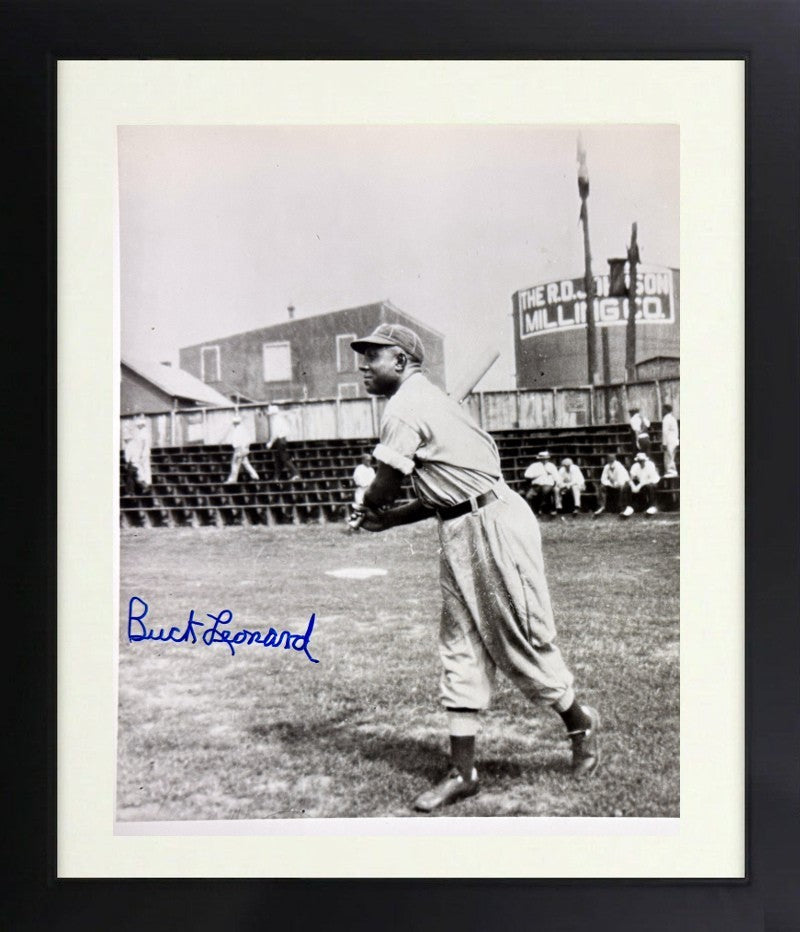 Buck Leonard signed Homestead Grays Negro League 8x10 Photo imperfect Framed-COA