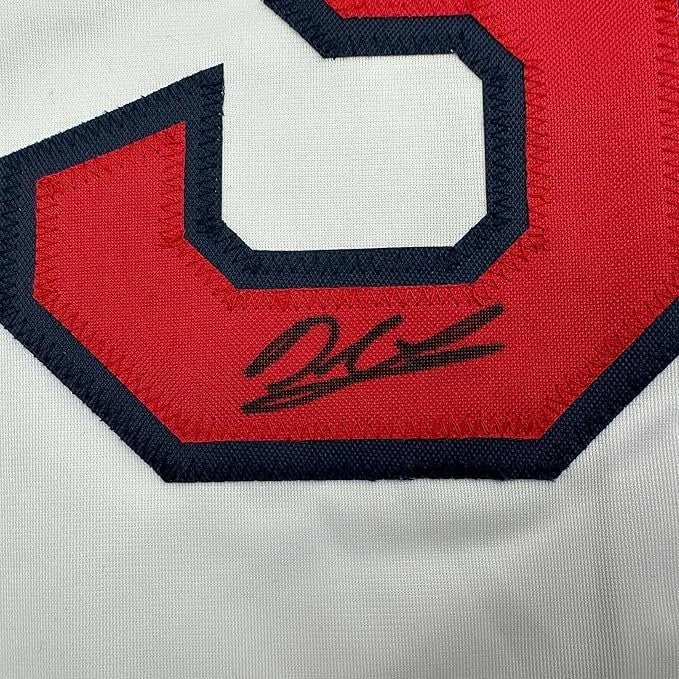Framed Autographed/Signed Derek Lowe 35x39 Boston White Jersey Beckett COA