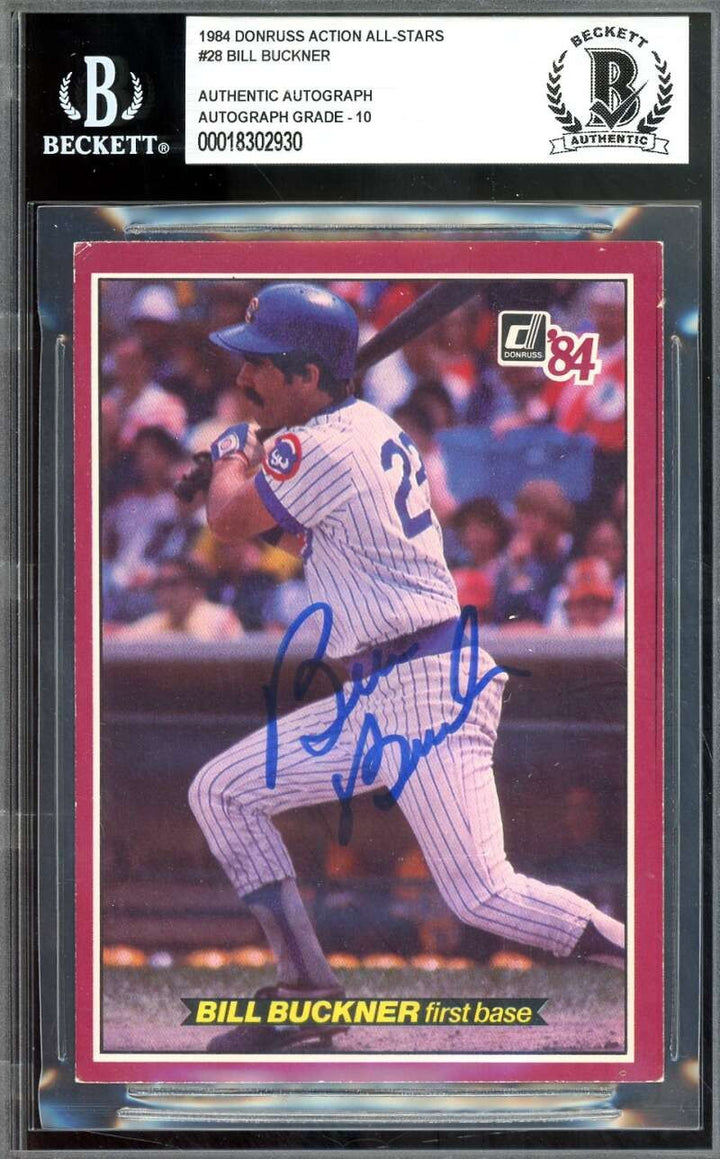 Bill Buckner Gem Mint 10 Beckett BAS Signed 1984 Donruss Action All Stars Auto