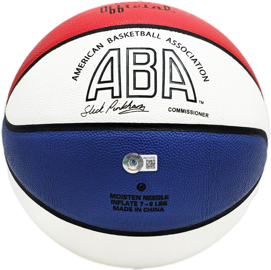 Julius Dr. J Erving Auto Red, White & Blue ABA Logo Basketball Nets Beckett Wit