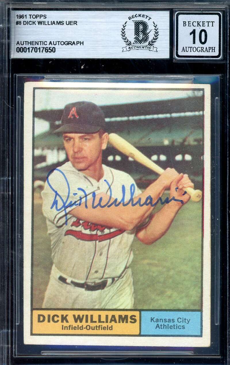 Dick Williams Gem Mint 10 Beckett BAS Signed 1961 Topps Autograph
