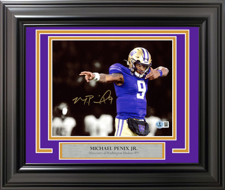 Michael Penix Jr Signed 8x10 Photo Washington Huskies Bow & Arrow BAS Witness