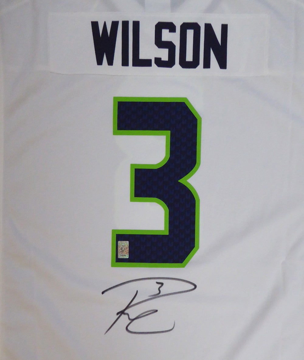 Seattle Seahawks Russell Wilson Signed White Nike Jersey Size XXL RW Holo