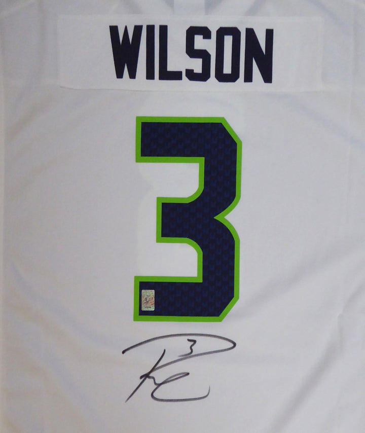 Seattle Seahawks Russell Wilson Signed White Nike Jersey Size XXL RW Holo