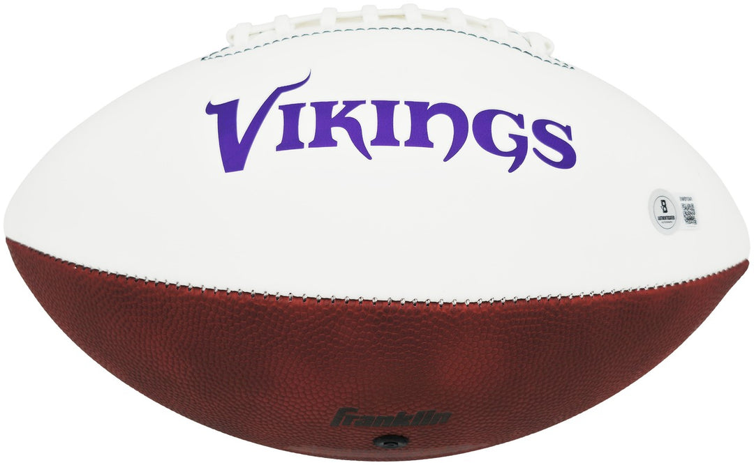 Jordan Addison Signed Minnesota Vikings White Logo Football Beckett BAS QR