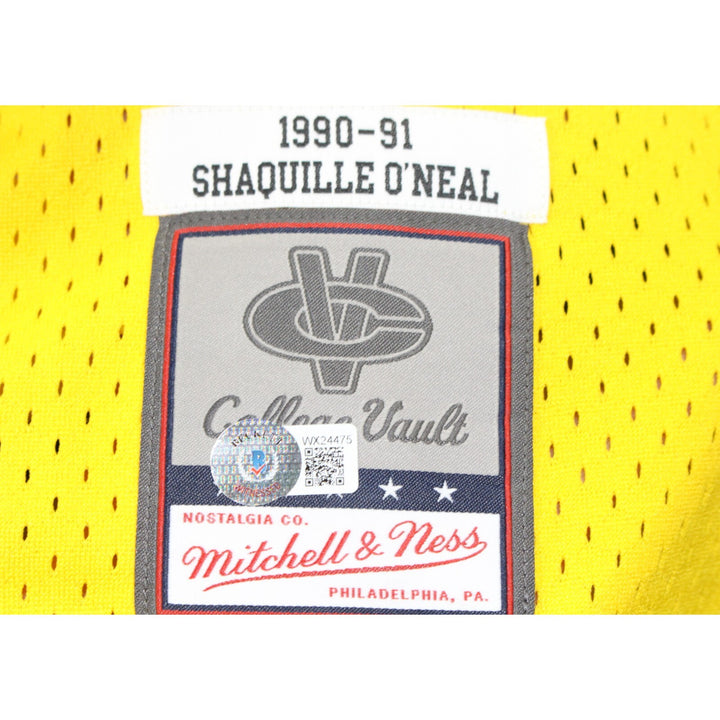 Shaquille O'neal Autographed/Signed LSU Tigers M&N Jersey Beckett 43091