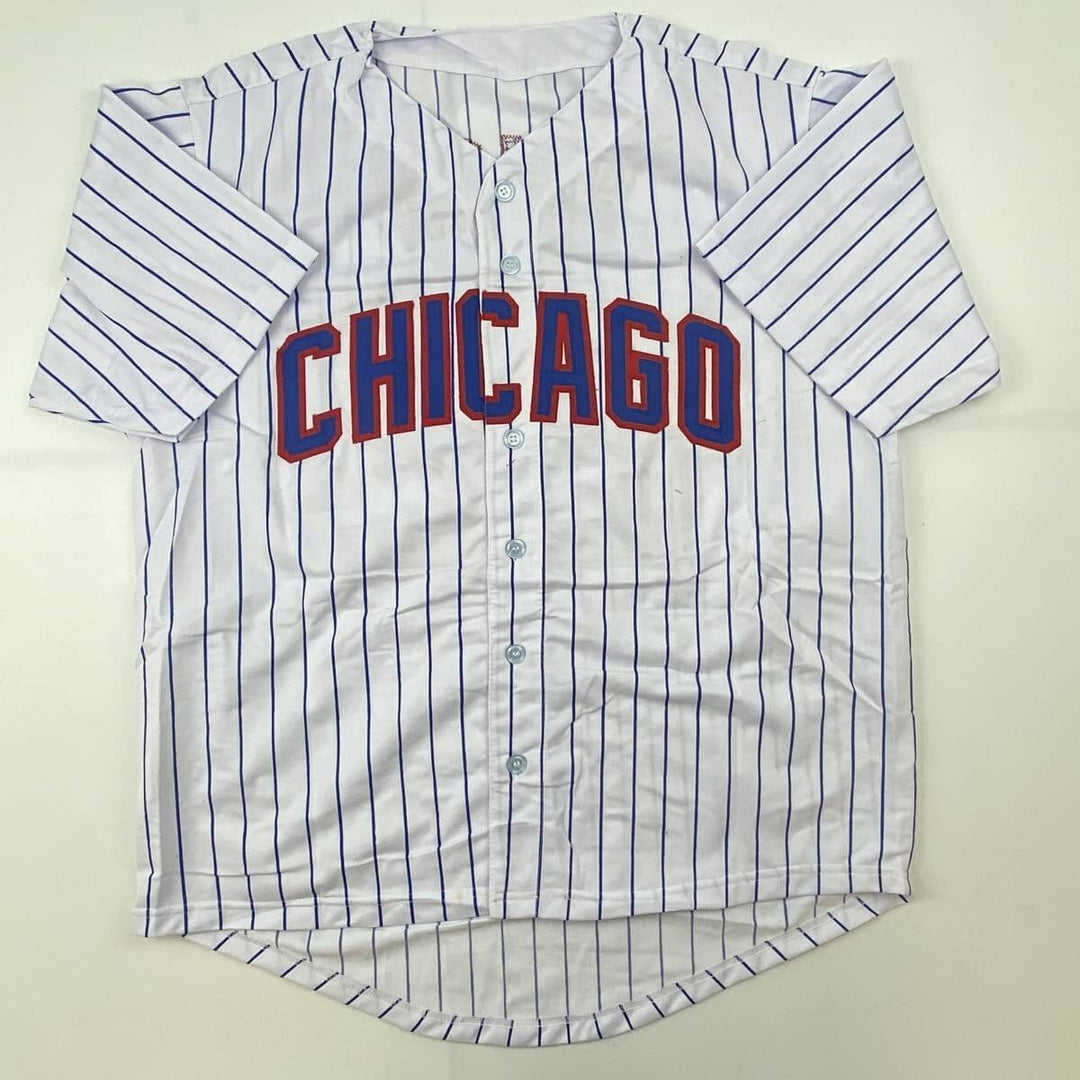 Autographed/Signed MARK PRIOR Chicago Pinstripe Baseball Jersey JSA COA