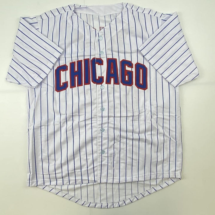 Autographed/Signed MARK PRIOR Chicago Pinstripe Baseball Jersey JSA COA