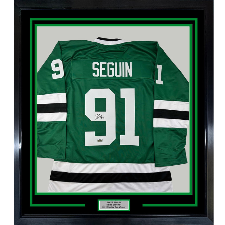 Framed Facsimile Autographed Tyler Seguin 33x42 Green Reprint Laser Auto Jersey