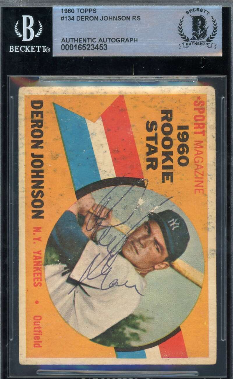 Deron Johnson Beckett BAS Signed 1960 Topps Rookie Star Autograph