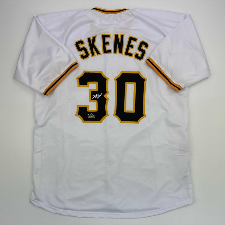 Facsimile Autographed Paul Skenes Pittsburgh White Reprint Jersey Size Men's XL