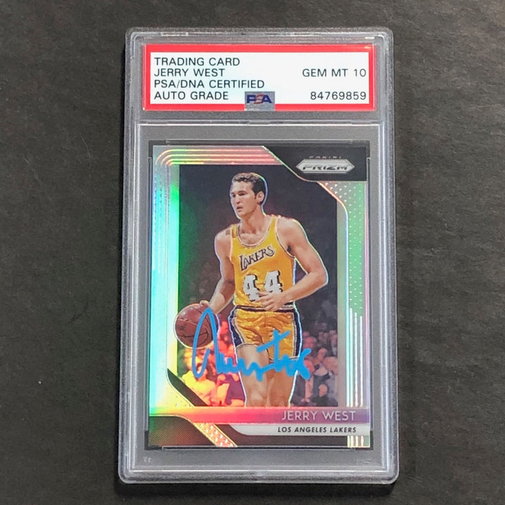 2018-19 Panini Prizm Silver #145 JERRY WEST Signed Card Auto 10 PSA Slabbed Lake