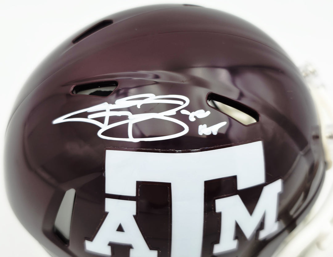 Johnny Manziel Auto Texas A&M Aggies Maroon Speed Mini Helmet "12 HT" Beckett