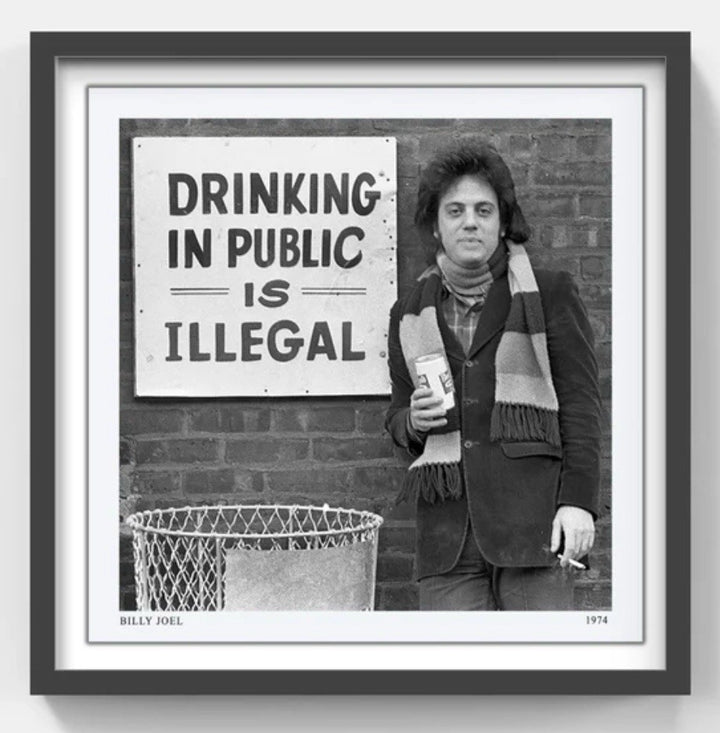 Billy Joel 25x25 Black /w B&W Framed 3D Drinking In Public Is Illegal 1974 Photo