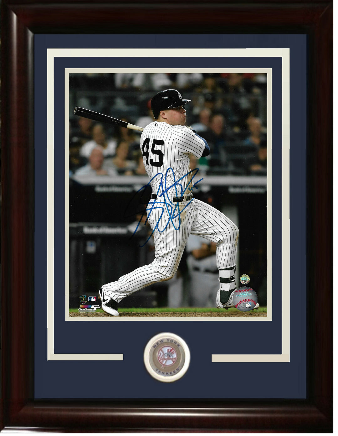 Luke Voit signed 8x10 photo framed Yankees coin Rookie Steiner COA