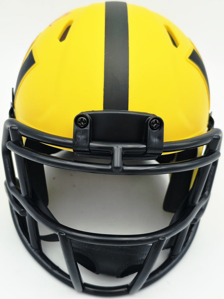 Mike Sainristil Signed Commanders Rave Yellow Speed Mini Helmet Beckett Witness