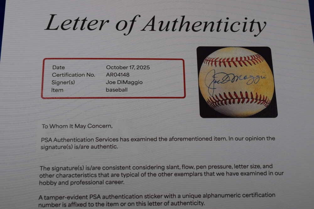 Joe DiMaggio PSA DNA LOA Autographed American League OAL Signed Baseball