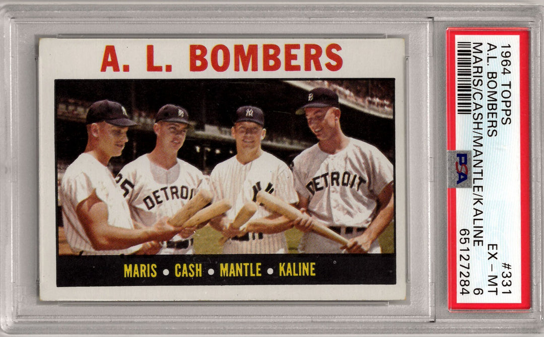 1964 Topps AL Bombers Card- Roger Maris/Mickey Mantle/Al Kaline- PSA Graded 6 EX