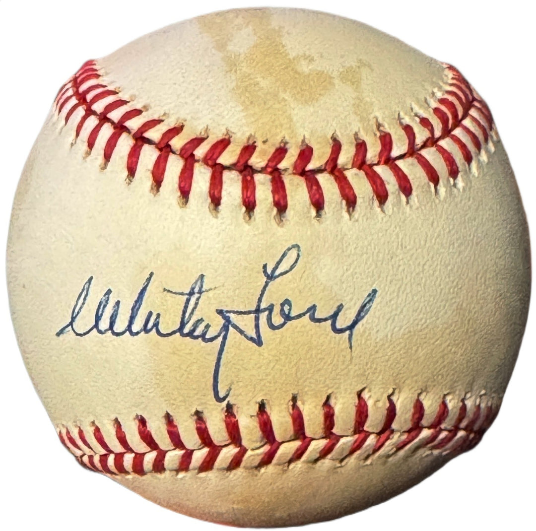 Whitey Ford signed Rawlings Official American League Baseball toned - COA (HOF)