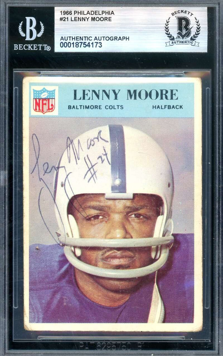 Lenny Moore Beckett BAS Vintage Signed 1966 Philadelphia Autograph Colts