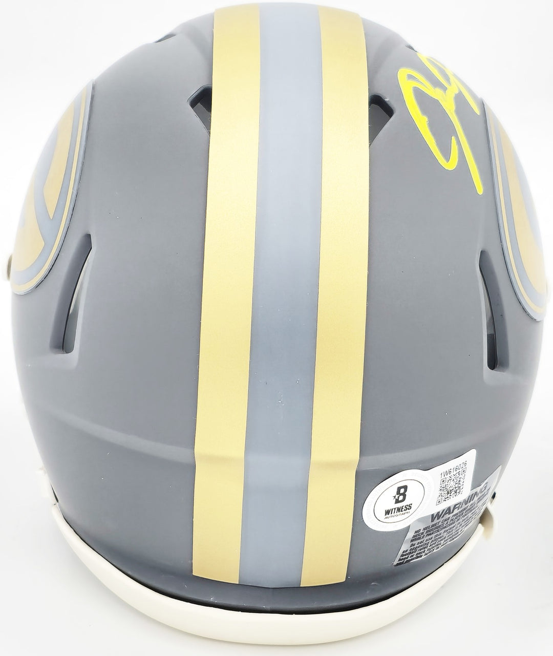 Josh Jacobs Signed Green Bay Packers Slate Gray Speed Mini Helmet Beckett Wit