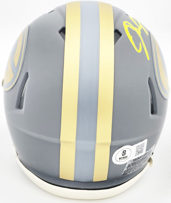 Josh Jacobs Signed Green Bay Packers Slate Gray Speed Mini Helmet Beckett Wit