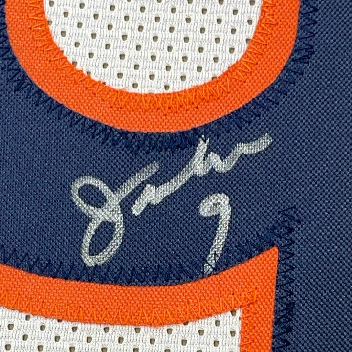 FRAMED Autographed/Signed JIM MCMAHON 33x42 Chicago White Jersey JSA COA