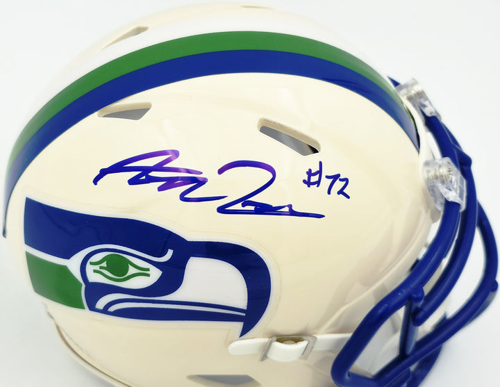 Abraham Abe Lucas Signed Seattle Seahawks Cream Retro Speed Mini Helmet MCS Holo
