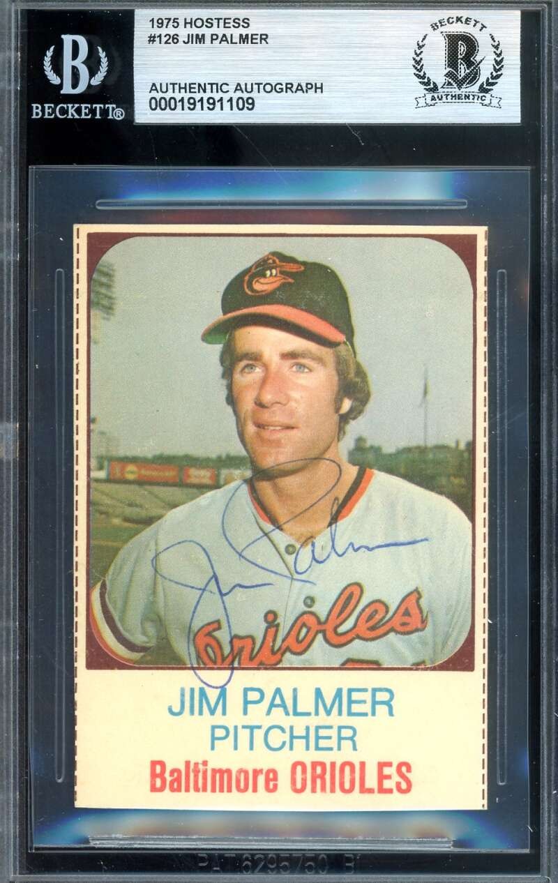 Jim Palmer Beckett BAS Signed 1975 Hostess Autograph
