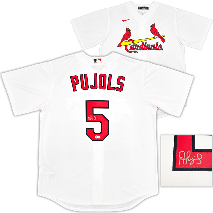 St. Louis Cardinals Albert Pujols Signed White Nike Jersey Size L Beckett Wit