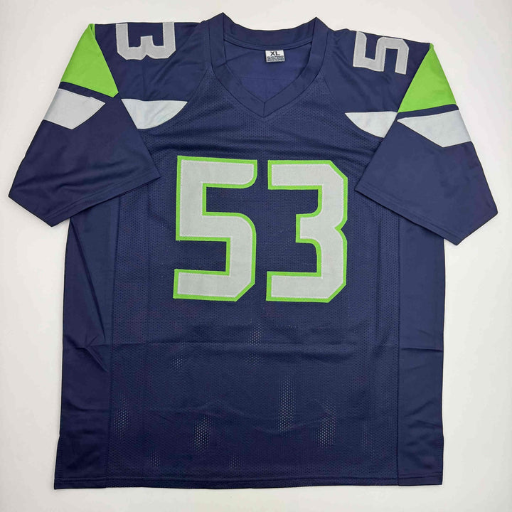 Autographed/Signed Malcolm Smith Seattle Blue Football Jersey Beckett BAS COA