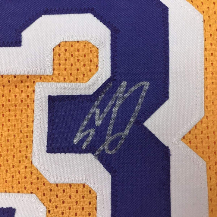 Autographed/Signed Shaquille Shaq O'Neal Los Angeles Yellow Jersey BAS COA